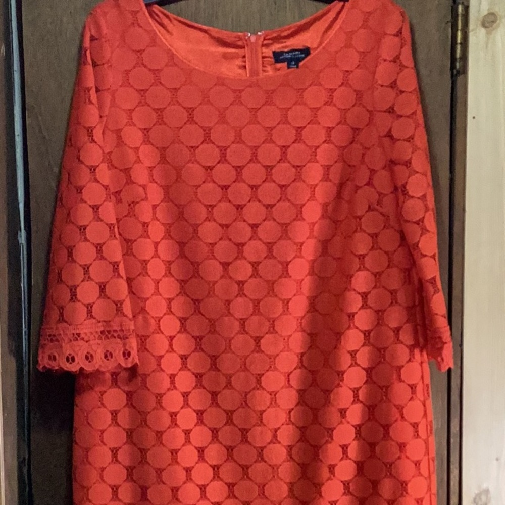 Tahari Orange Lace Midi Dress